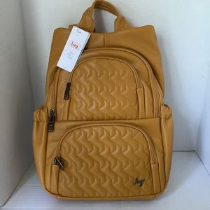Lug Hatchback Vegan Leather Backpack Amber Yellow New